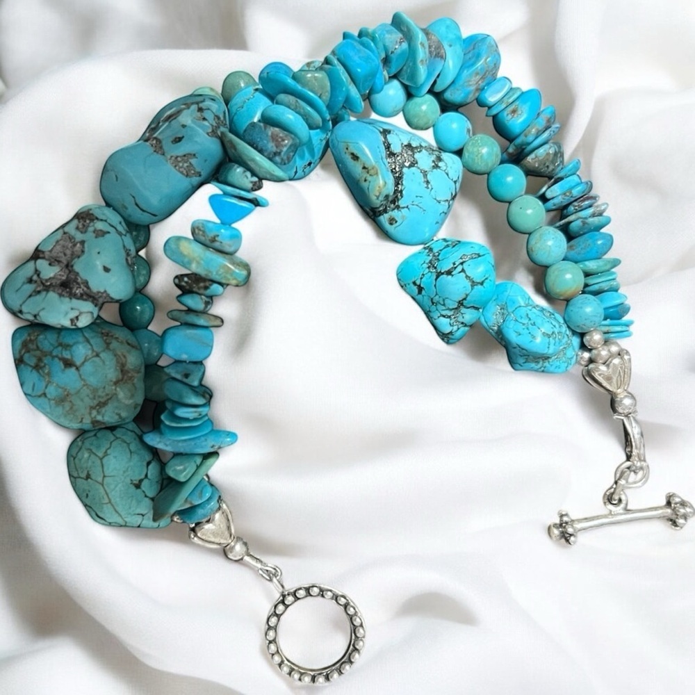 Hand Crafted Turquoise and Silver Bracelet☑️ - Picture 6 of 11